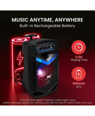 400W Rechargeable Bluetooth PA Speaker System with Subwoofer, Tweeter, Recording, Mic In, Party Lights, USB/SD, Radio