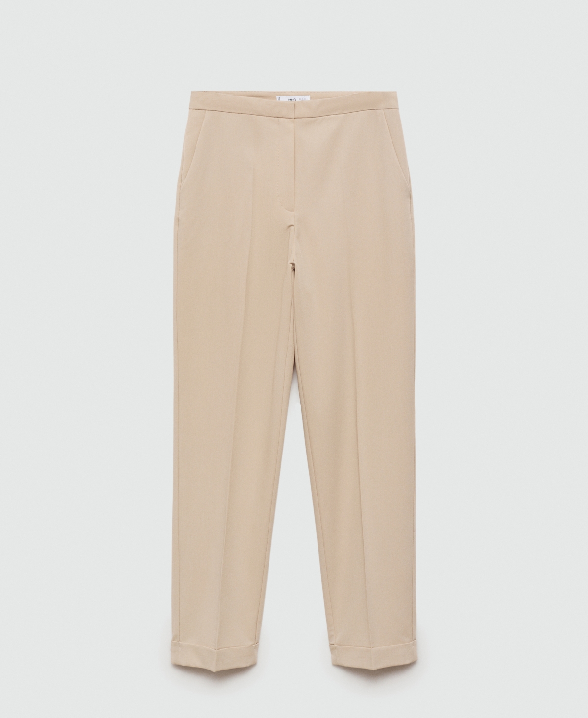 Mango Belted Straight Leg Pants In Light,pastel Gray