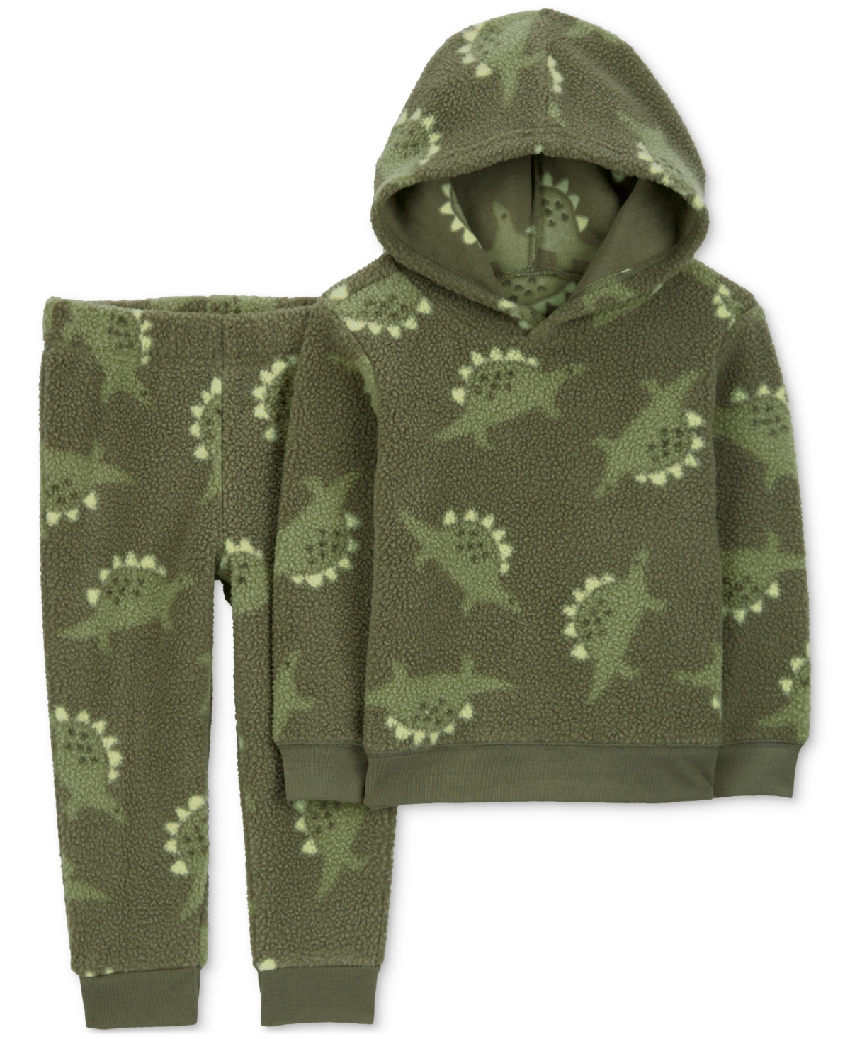 Carter's Baby Boys Dinosaur-print Fleece Hoodie & Pants, 2 Piece Set In Green