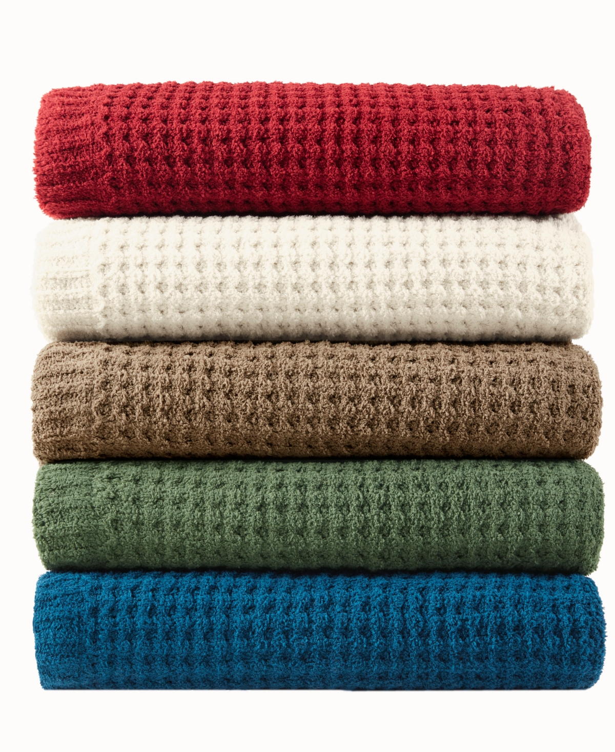 Madison Park Rowan Waffle Knit Chenille Throw, 50" X 60" In Red
