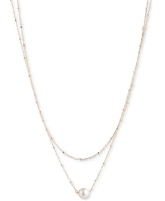 Gold-Tone Imitation Pearl Double-Row Statement Necklace, 16" + 3" extender