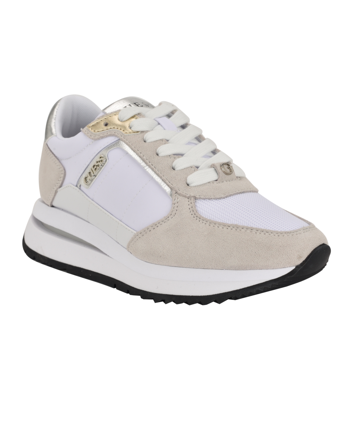 Guess Women's Energy Round Toe Retro Jogger Sneakers In White,grey