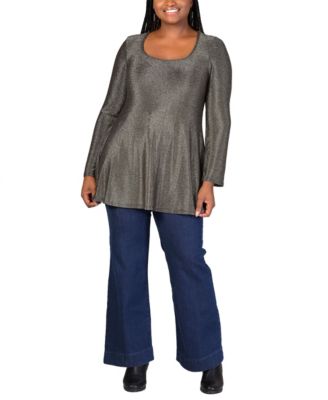 Plus Size Scoop Neck Shimmery Tunic Top