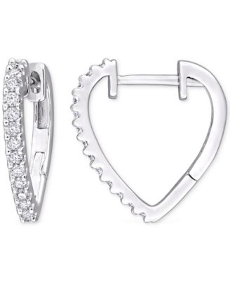 Macy's - Moissanite Heart Small Hoop Earrings (1/3 ct. t.w.) in Sterling Silver, 0.6"