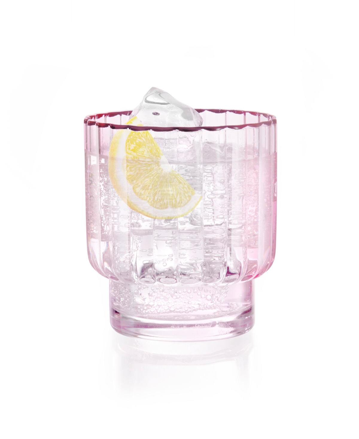 Qualia Glass Cranberry Double Old-fashioned Glasses, Set Of 4 In Light Pink With Burgundy