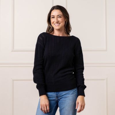 Women's Long Sleeve Reversible Cable Wrap Sweater