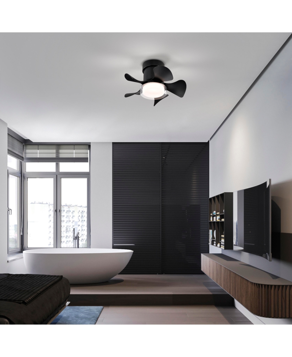Slickblue Low Noise MatteAbs Blade Ceiling Fan with Remote & Led Light – Ideal for Kitchen, Bedroom, Dining Room, Patio - Black