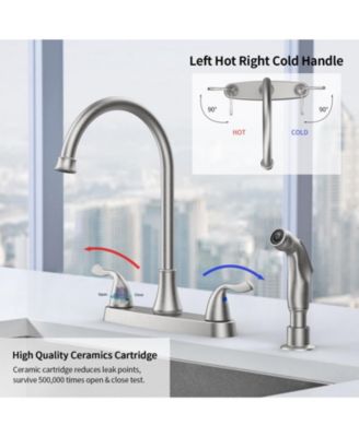 Two-Handle Kitchen Faucet with Pull-Out Side Sprayer Versatile and Functional Design