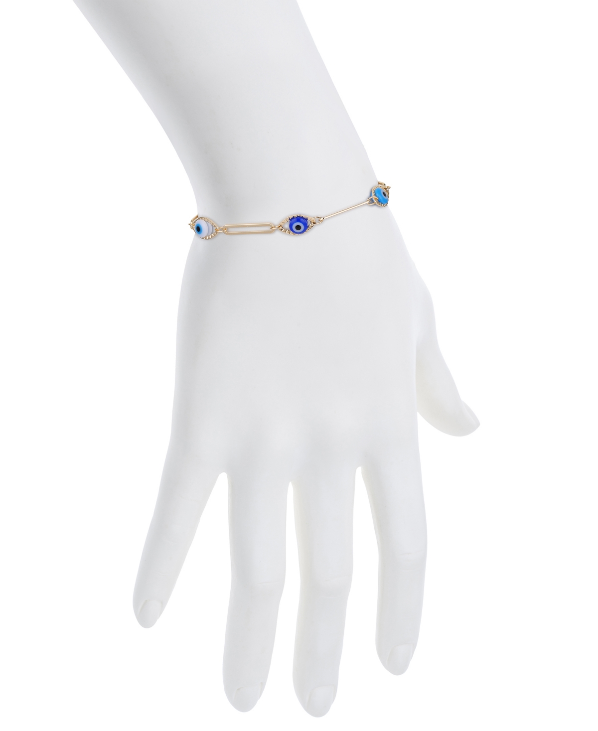 Unwritten Multi Color Evil Eye Paperclip Bracelet In Gold
