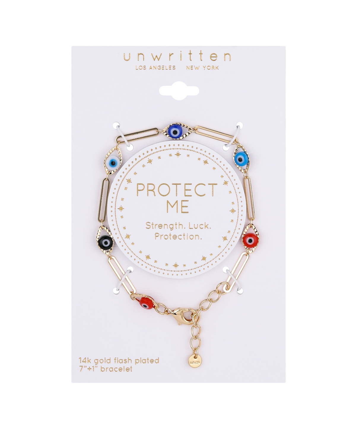 Unwritten Multi Color Evil Eye Paperclip Bracelet In Gold