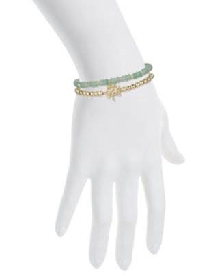 Green Aventurine Stretch and Family Tree Bolo Bracelet Set