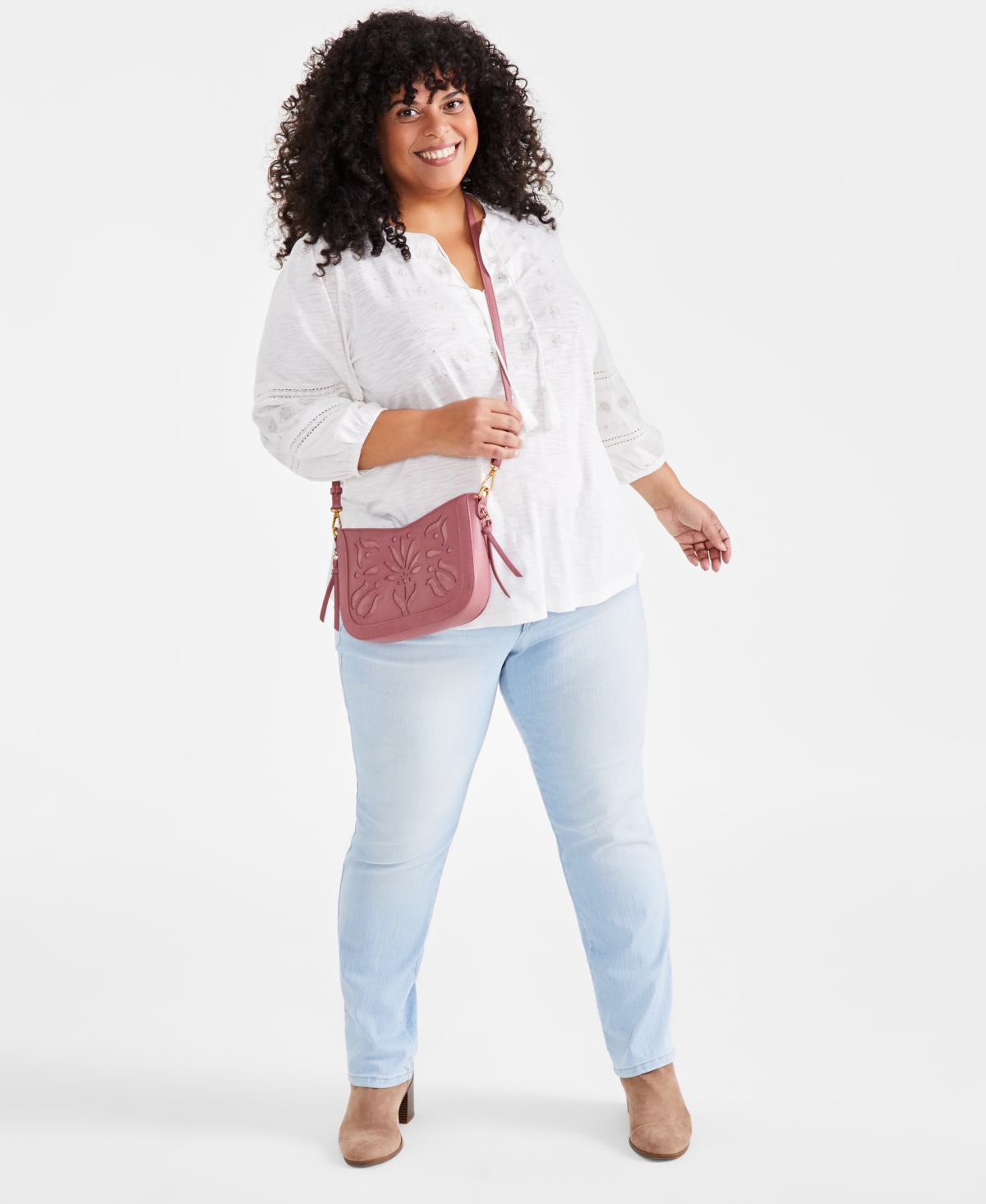 Style & Co Plus Size Sequinned Embroidered Top, Created for Macy's