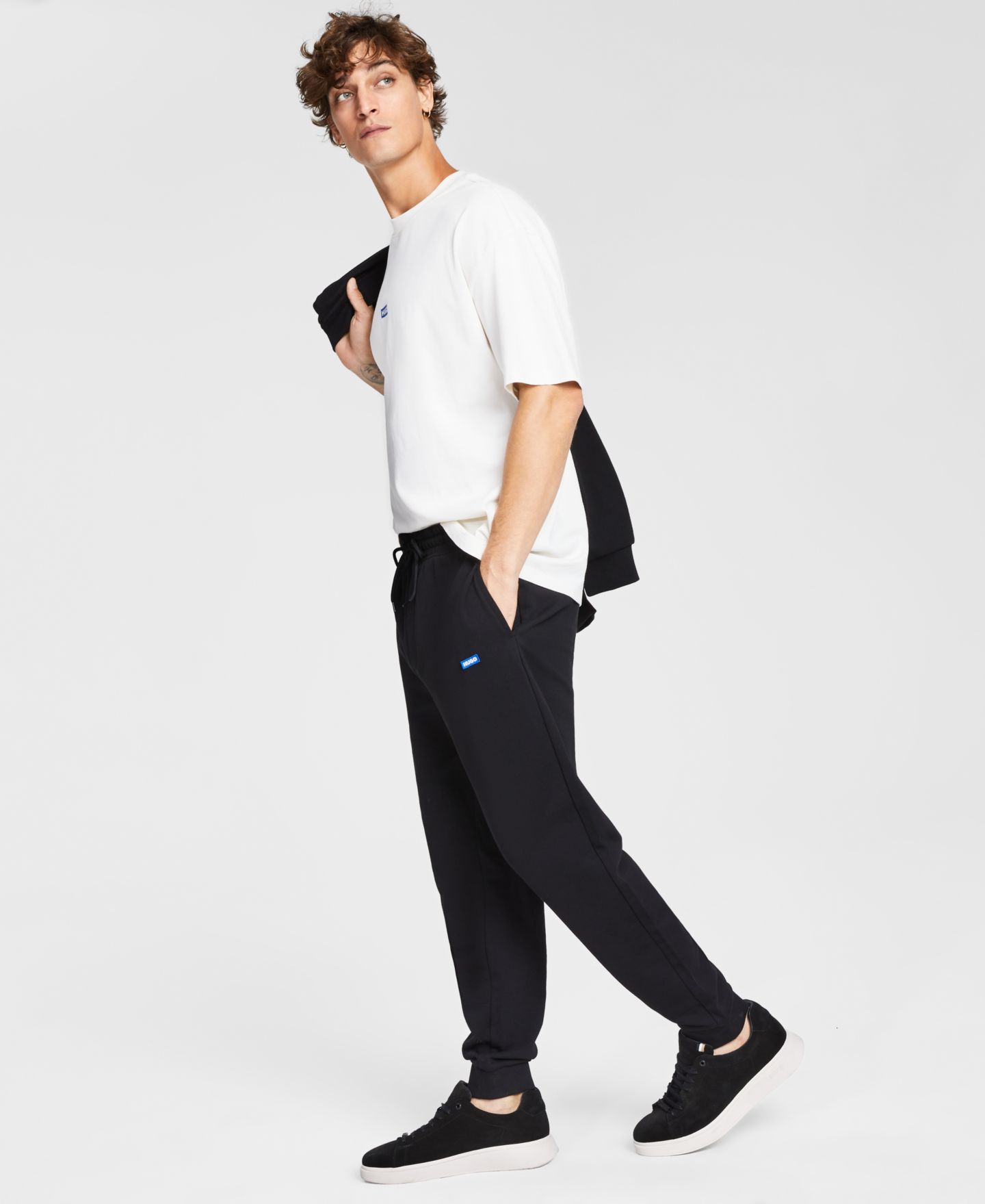 Мужские брюки Hugo Boss Napin French Terry Jogger, цвет: Чёрный — фото 4
