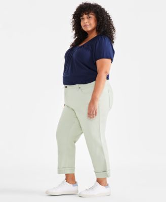 Plus Size Curvy Roll-Cuff Capri Jeans, Created for Macy's