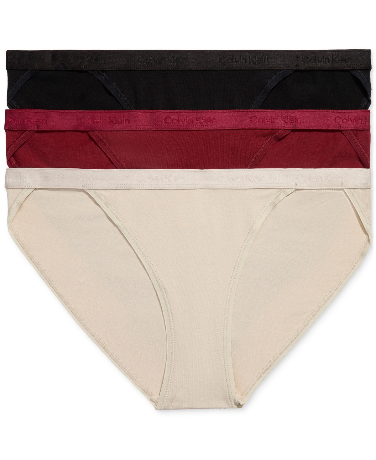Calvin Klein Women's 3-Pk. Modern Logo String Bikini Underwear  - Cocoon/ Syrah