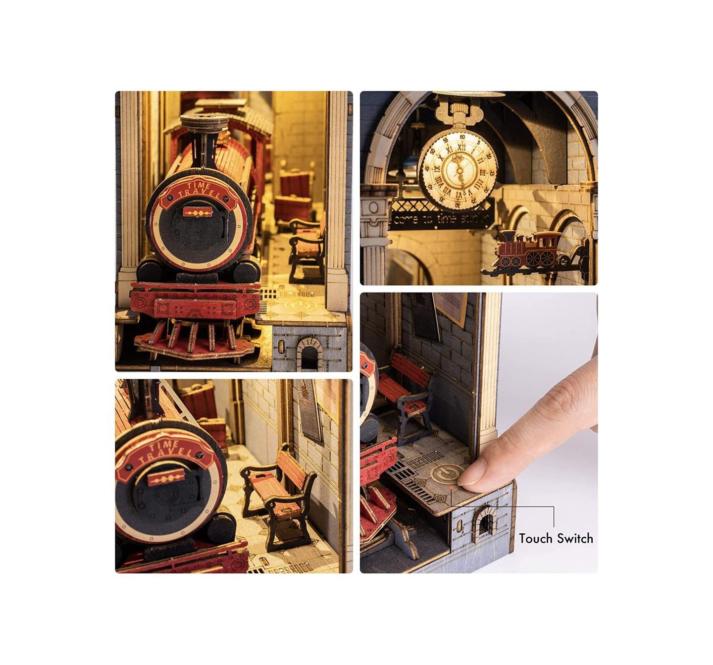 Детские конструкторы Flash Popup Time Travel 3D DIY Book Nook Kit, 246-Piece Building Set, от 14 лет, цвет: Коричневый — фото 5