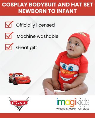 Baby Boys Lightning McQueen Cosplay Bodysuit and Hat Set