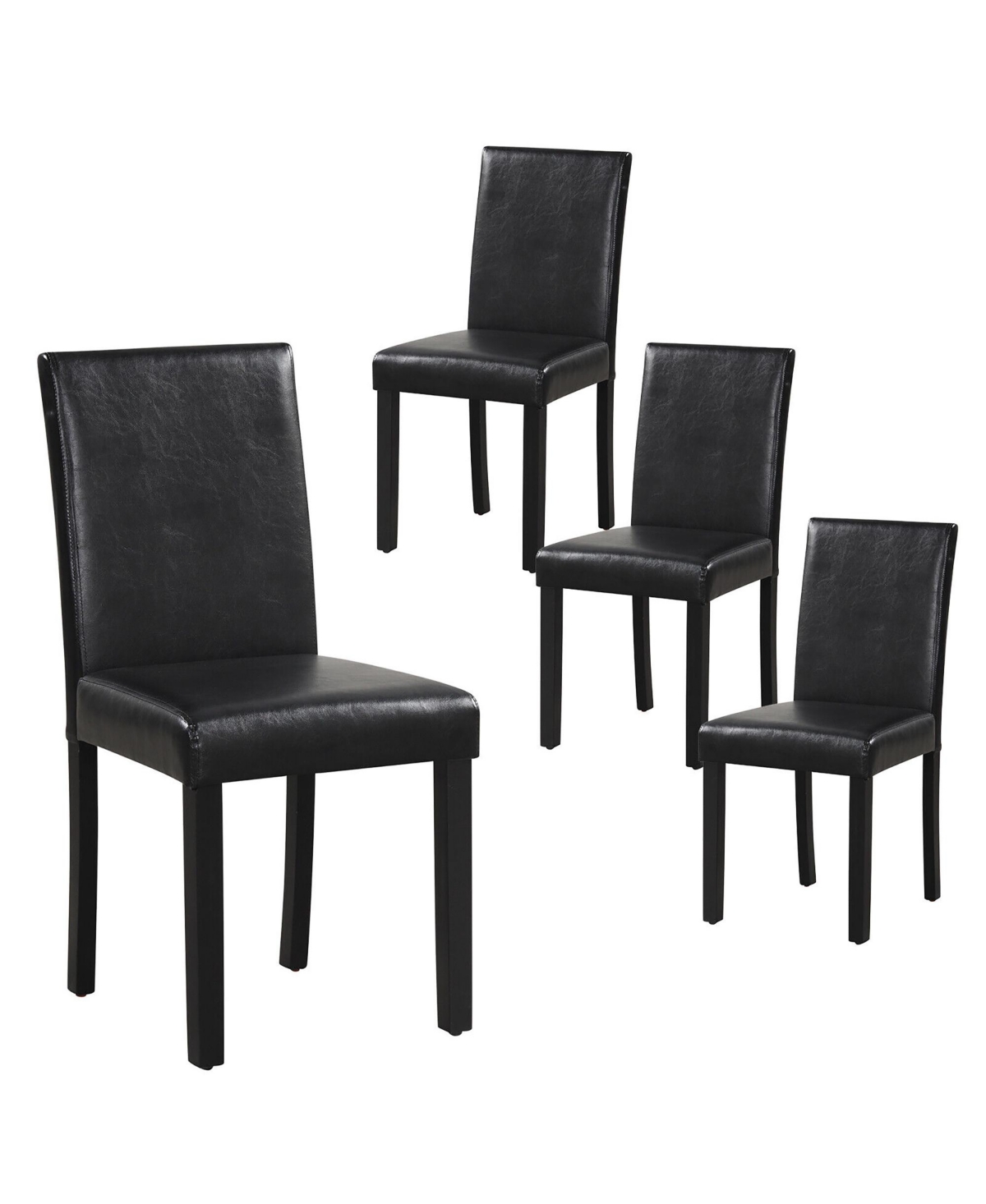 Gymax Dining Chair Set of 4 w/ Acacia Wood Frame & Rubber Wood Legs Padded Backrest Brown