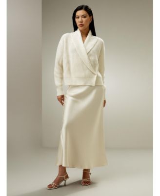 Women's Shawl Collar Drop Shoulder Knit Cardigan