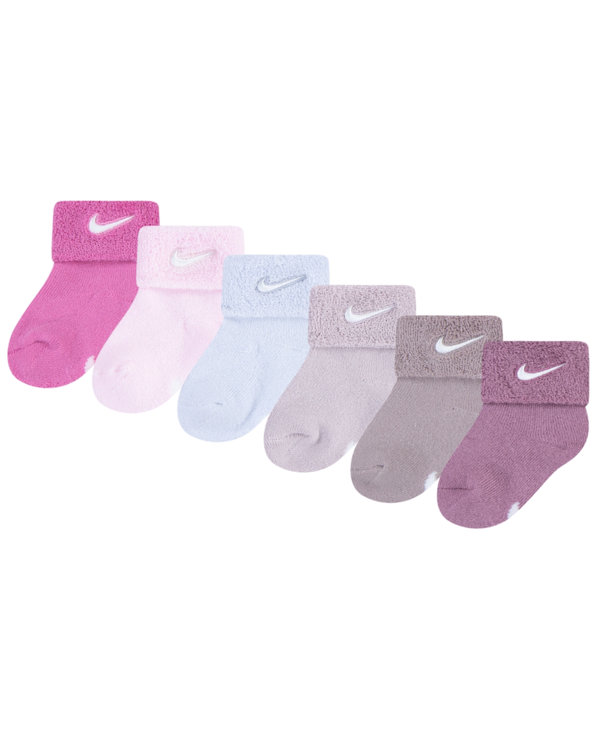 Nike Baby Boys Or Baby Girls Multi Logo Socks, Pack Of 6 In Magic Flamingo