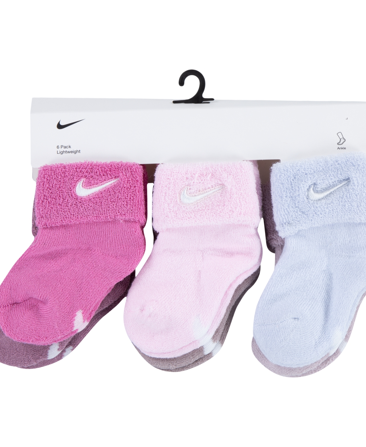 Nike Baby Boys Or Baby Girls Multi Logo Socks, Pack Of 6 In Magic Flamingo