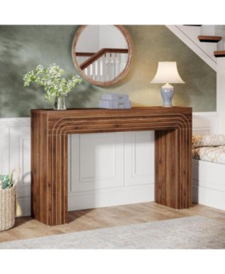 55-Inch Farmhouse Console Table, Wood Sofa Table Behind The Couch, Modern Entryway Table Accent Table for Living Room, Hallway, Foyer