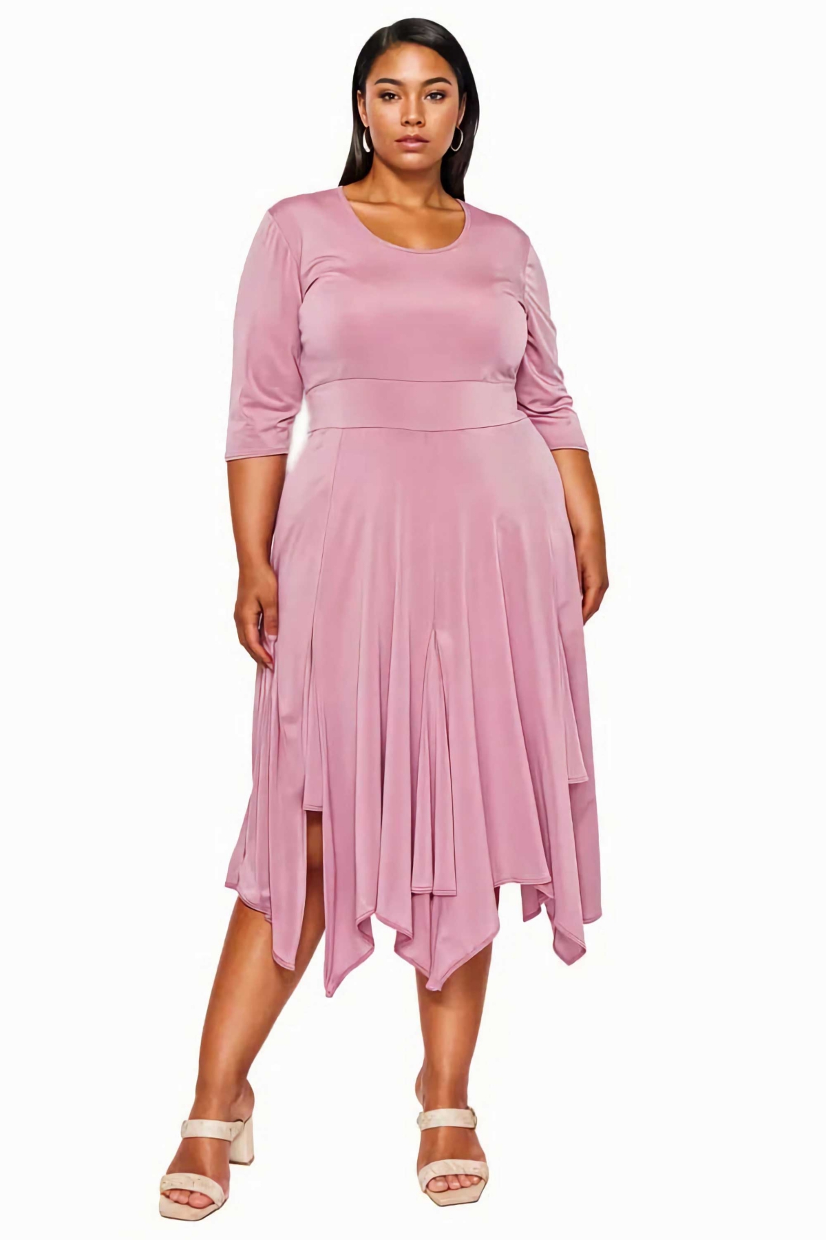 L I V D Plus Size Shay Handkerchief Hem Dress