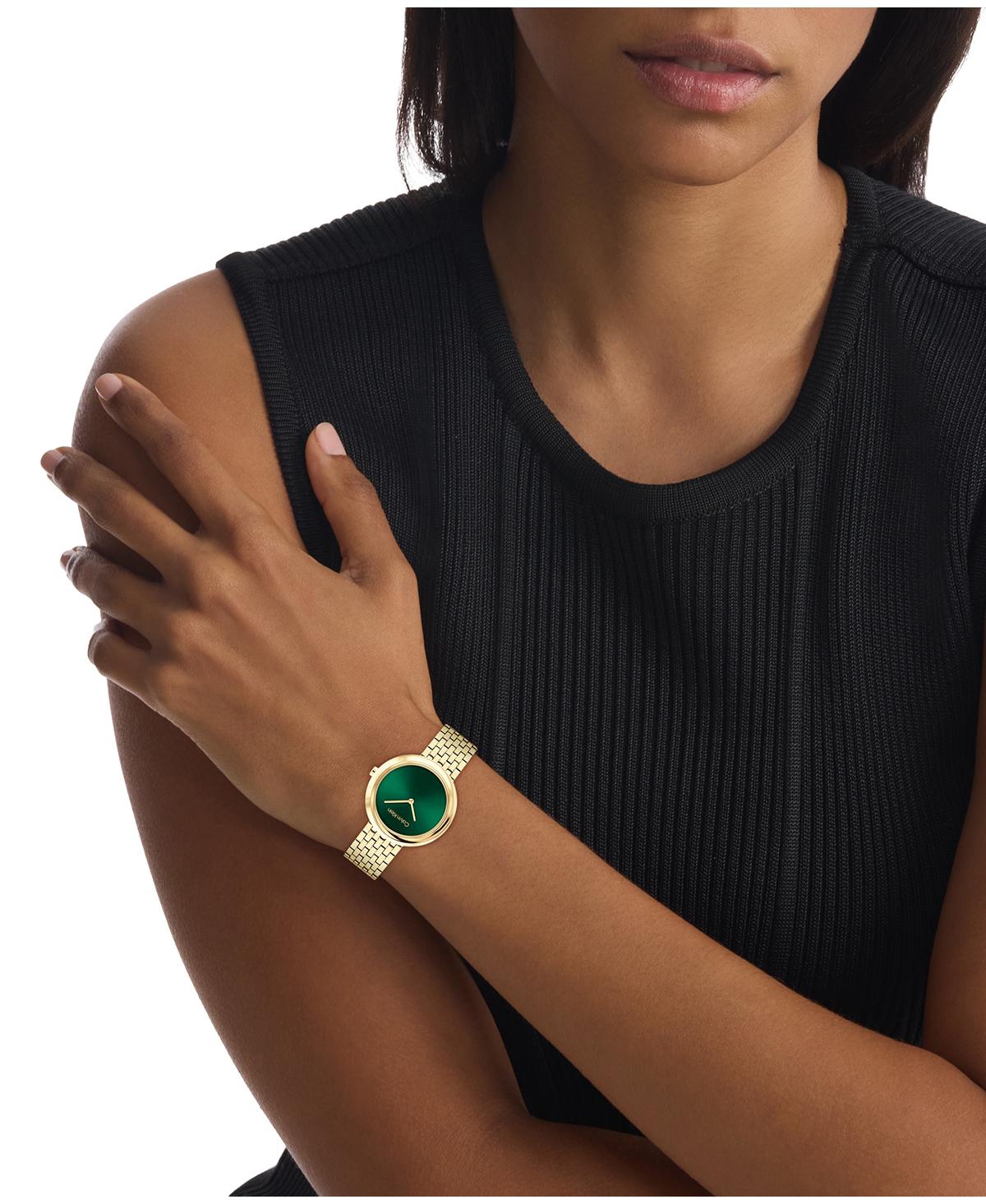 Calvin Klein Women Twisted Bezel Gold-tone Stainless Steel Bracelet Watch 34mm In Gold