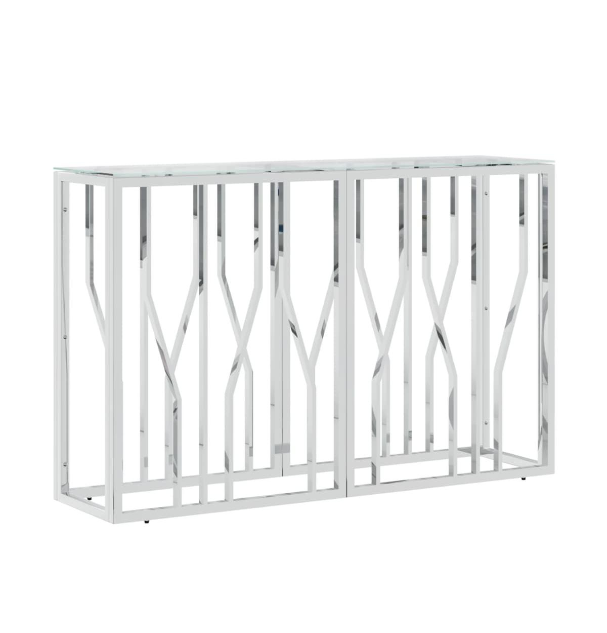 Console Table 43.3"x11.8"x27.6" Stainless Steel and Glass - Silver