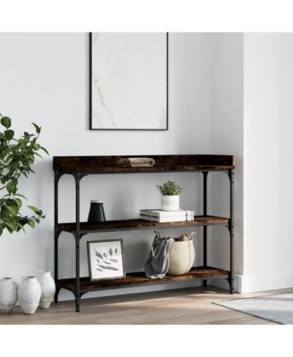Console Table with Shelves Smoked Oak 39.4"x11.8"x31.5"