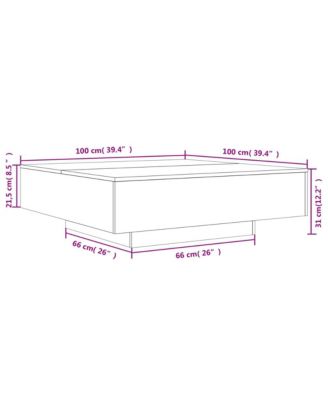 Coffee Table Smoked Oak 39.4"x39.4"x12.2" Engineered Wood