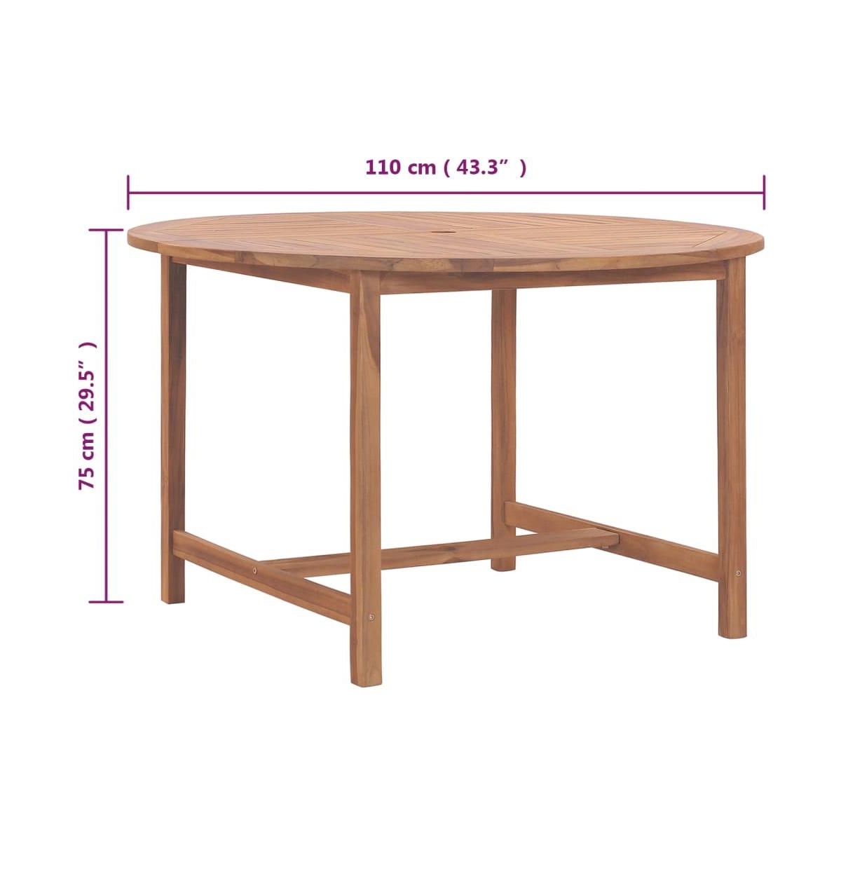 vidaXL Patio Dining Table 43.3