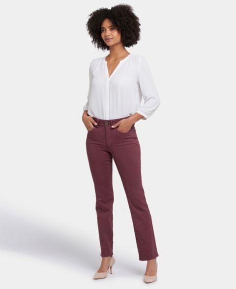 Женские джинсы NYDJ High Rise Marilyn Straight, цвет: Тёмный вишнёвый