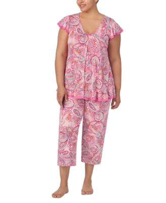 Ellen Tracy - Plus Size Printed Cropped Pajama Set