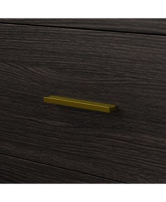 Black Wood Dresser Chest of Drawer With 6 Drawers