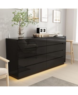 8-Drawer Wood LED Storage Organizer Chest of Drawers