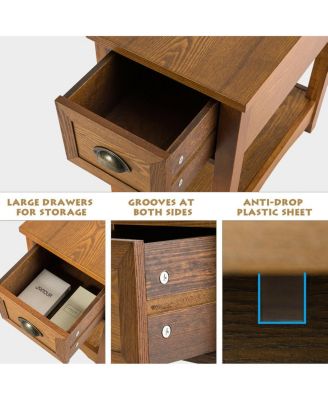 1 PC Wood Contemporary Chair Side End Table Compact Table w/ Drawer Nightstand Tawny