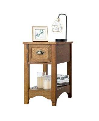 1 PC Wood Contemporary Chair Side End Table Compact Table w/ Drawer Nightstand Tawny
