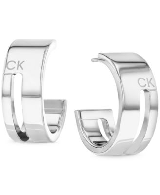 Gold-Plated Stainless Steel Geometric Small C-Hoop Earrings, 0.78"