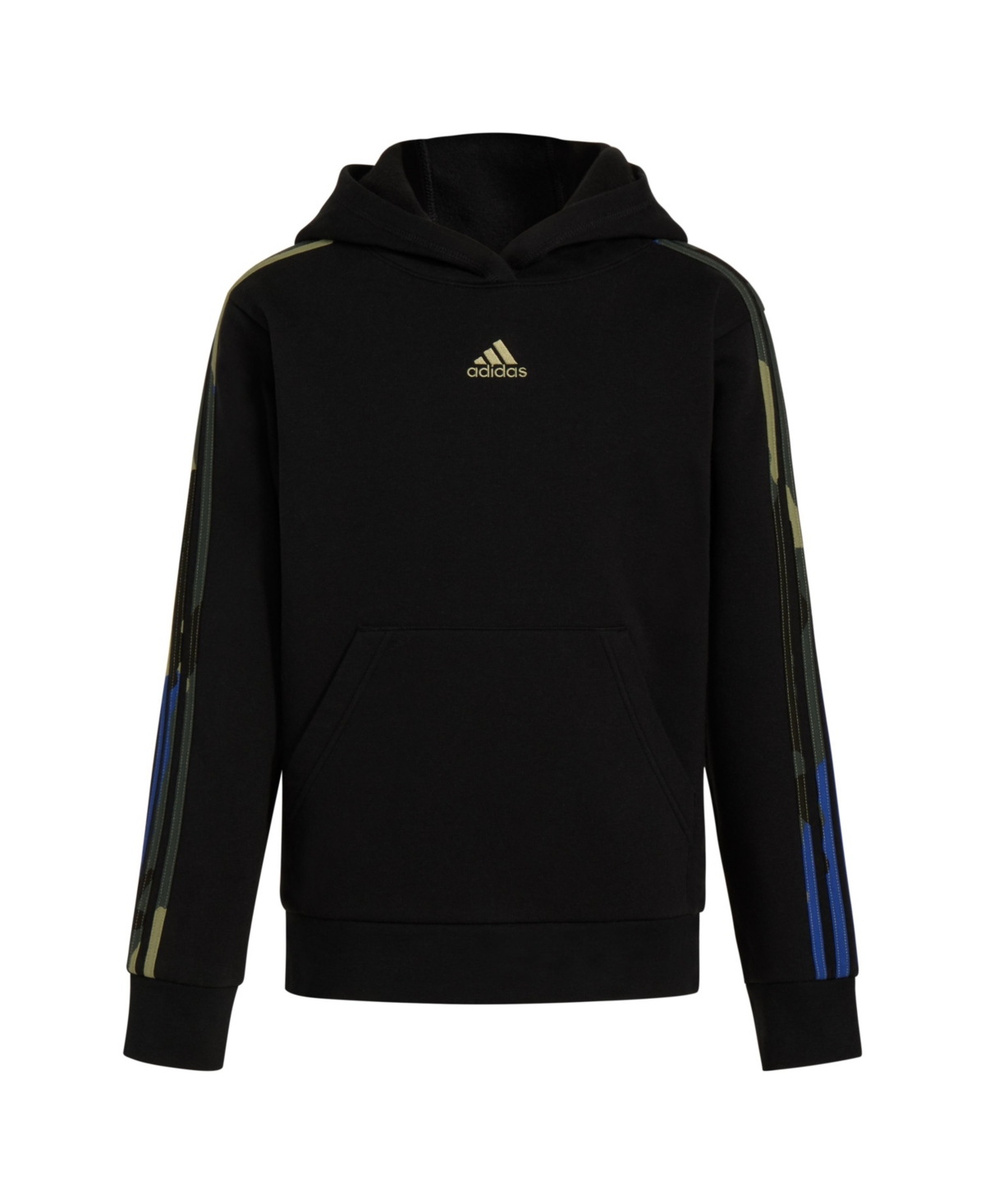 adidas Big Boy Long Sleeve Camo Stripe Hooded Pullover - Black With Multicolor