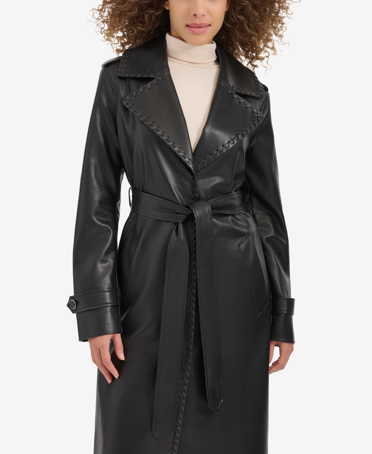 Kenneth Cole Women's Faux Leather Trench Coat