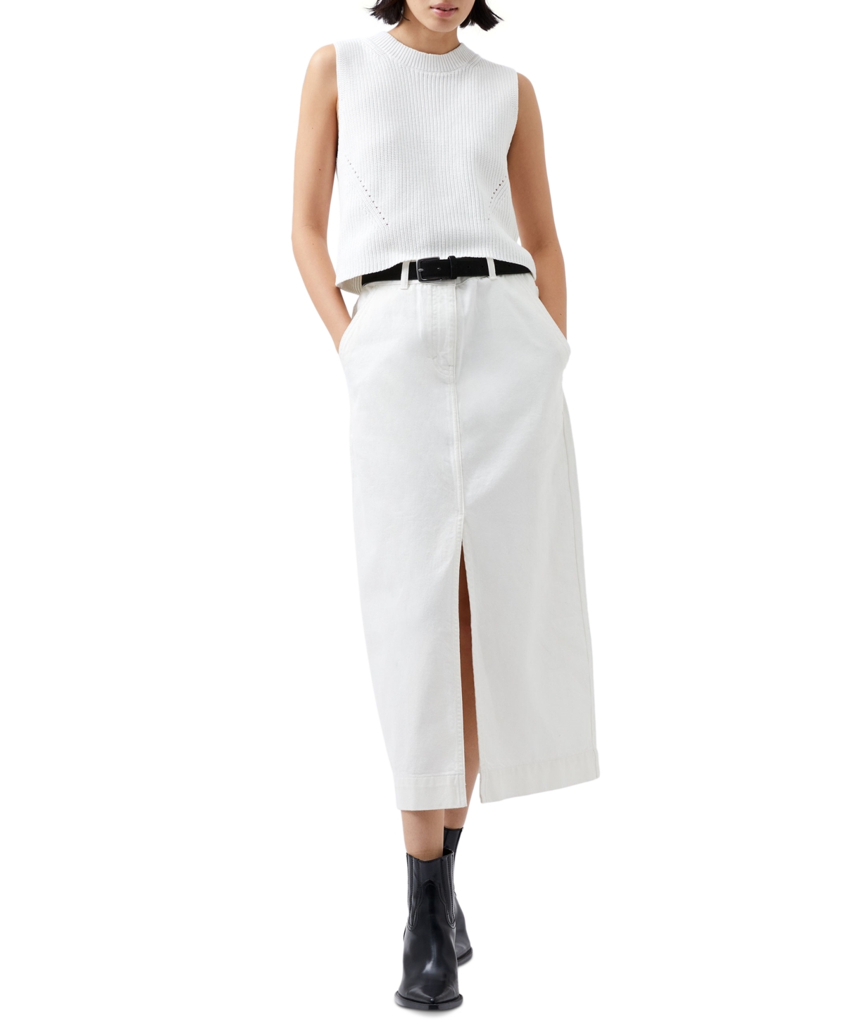 French Connection Women's Mozart Crewneck Sweater Vest In Winter White