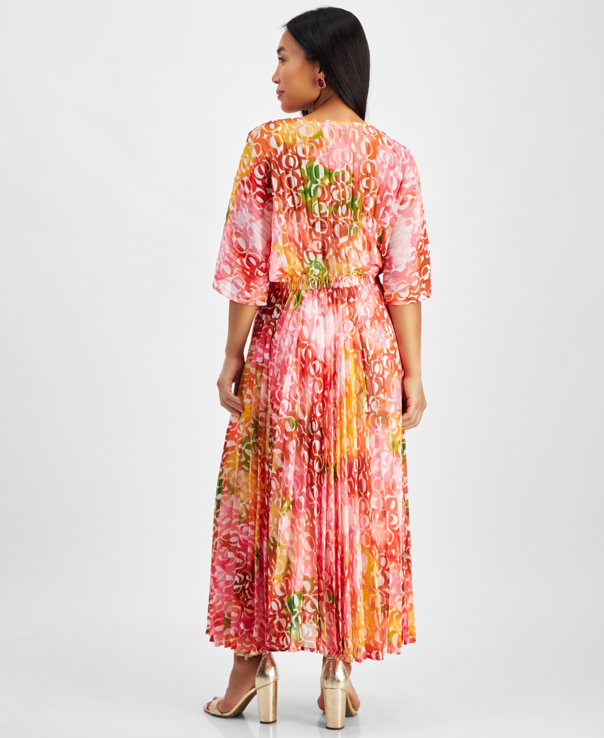 I.n.c. International Concepts Petite Floral-Print Pleated Maxi Dress, Created for Macy's