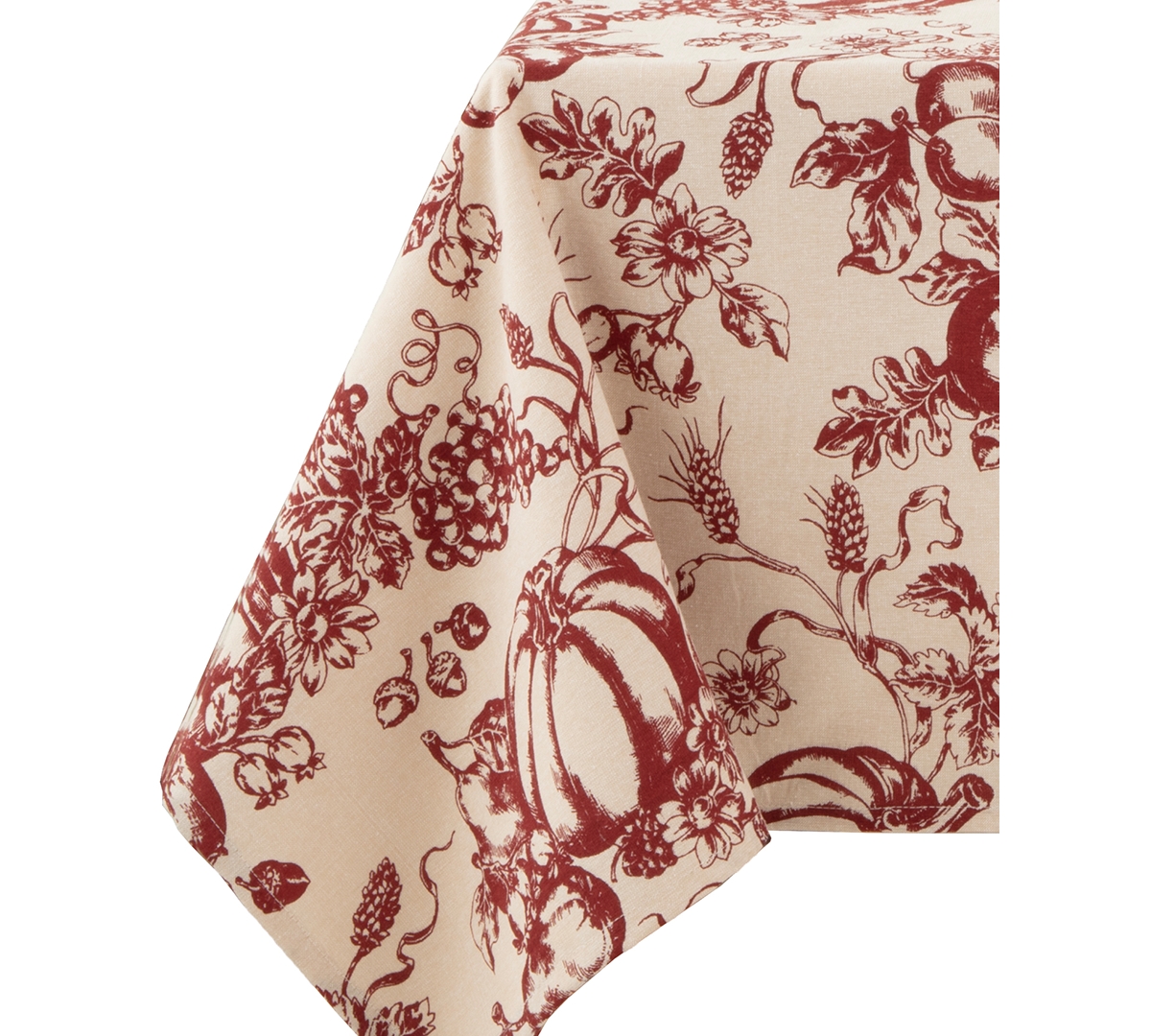 Lenox Pumpkin Printed Toile Tablecloth, 60" X 120" In Beige