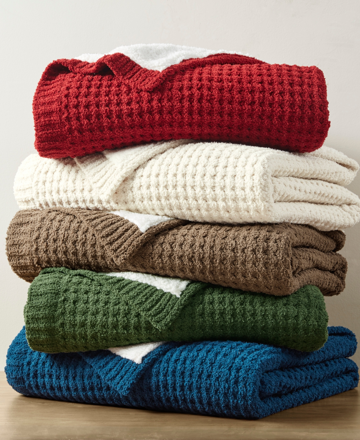 Madison Park Rowan Waffle Knit Chenille Throw, 50" X 60" In Green