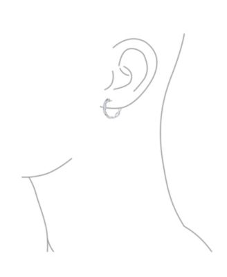 Elegant Round Paper Clip Link Open Pave CZ Accent Chain Link Hoop Earrings Of Cubic Zirconia .925 Sterling Silver .75 Inch