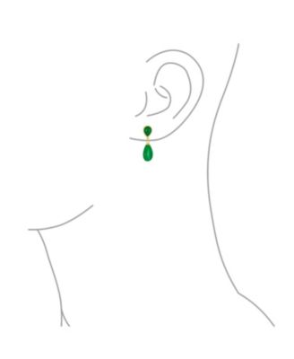 Double Teardrop Natural Stone Dangle Drop Earrings Gold Plated Sterling Silver