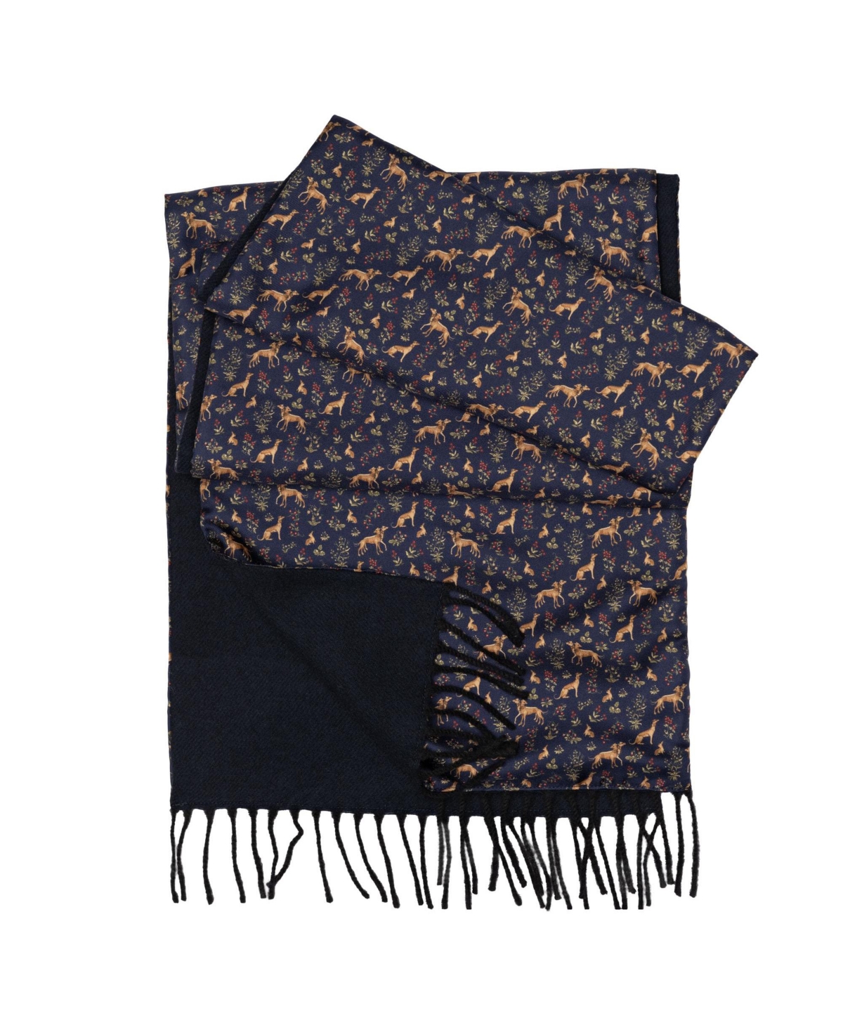 Canis Romanus - Wool Backed Silk Scarf for Men - Navy