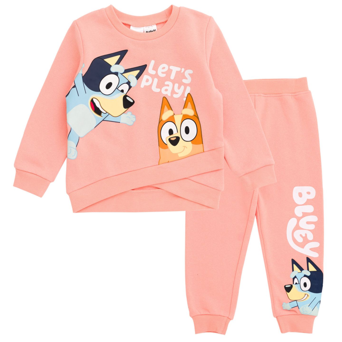 Комплект Bluey 2-Piece Fleece Sweatshirt and Pants Set для девочек, цвет: Розовый — фото 1