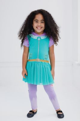 Toddler Girls Hooded Cosplay T-Shirt Dress and Leggings Outfit Set